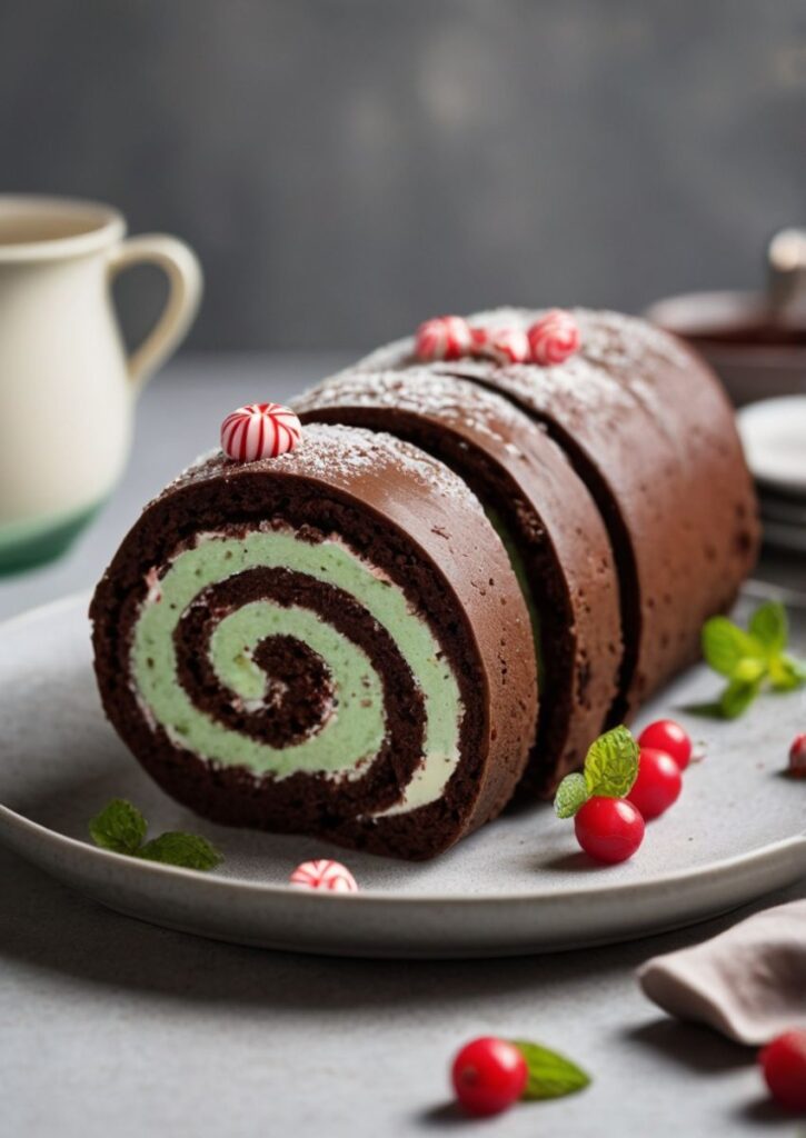 Chocolate Peppermint Cake Roll