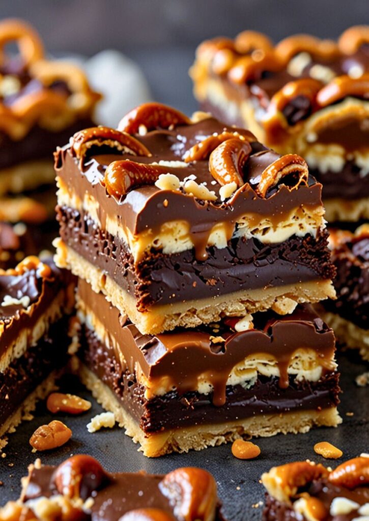 Salted Chocolate and Caramel Pretzel Bars