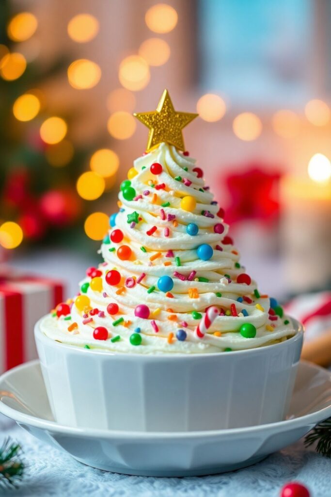 Christmas Tree Cake Dip with Sprinkles