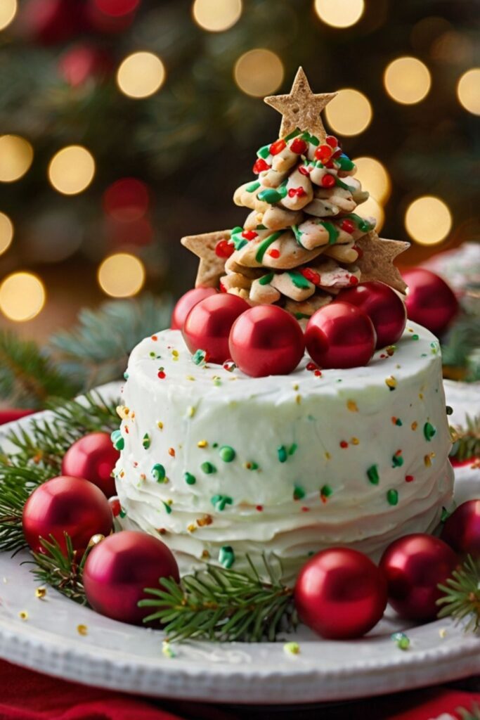 Christmas Tree Cake Dip with Sprinkles