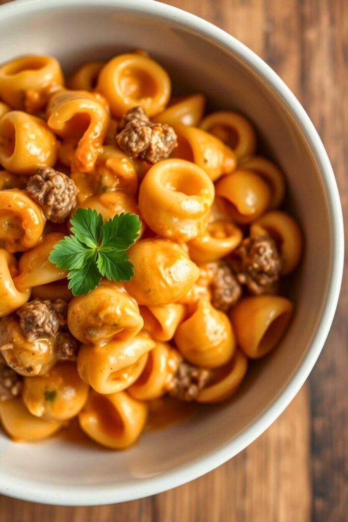 CREAMY BEEF AND SHELLS