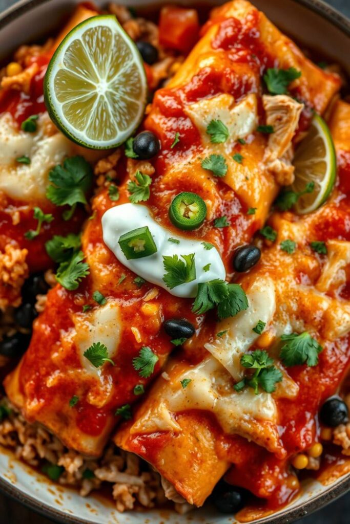 Chicken and Rice Enchiladas
