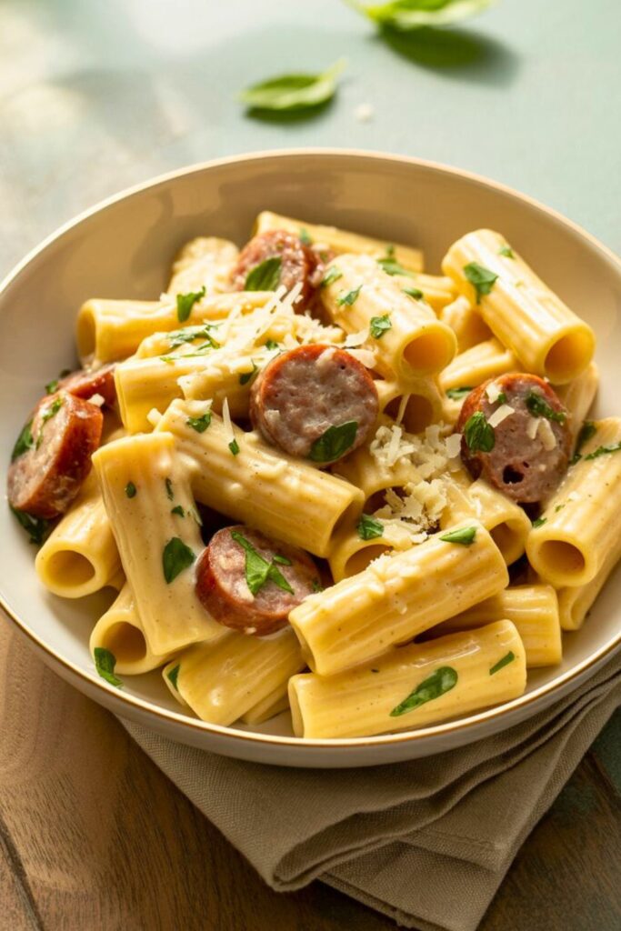 Creamy sausage rigatoni