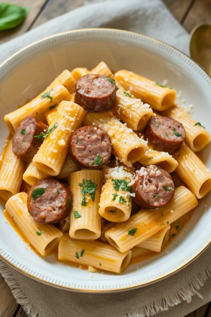 Creamy sausage rigatoni