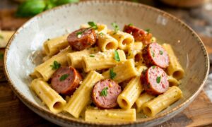 Creamy sausage rigatoni