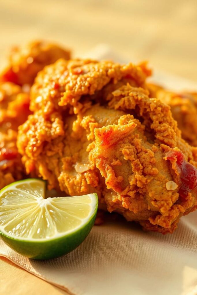 Golden, crispy Pica Pollo Dominican fried chicken with limes and tostones.
Ask ChatGPT
Select 89 more words to run Humanizer.