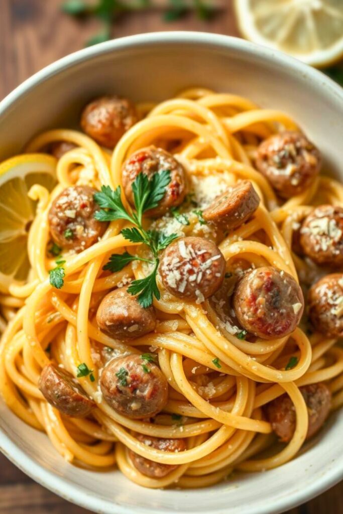 Saucy Sausage And Lemon Pasta