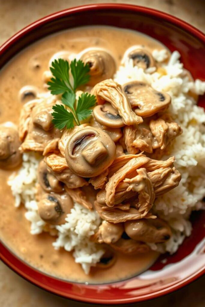 Slow Cooker Cream of Mushroom Chicken and Rice