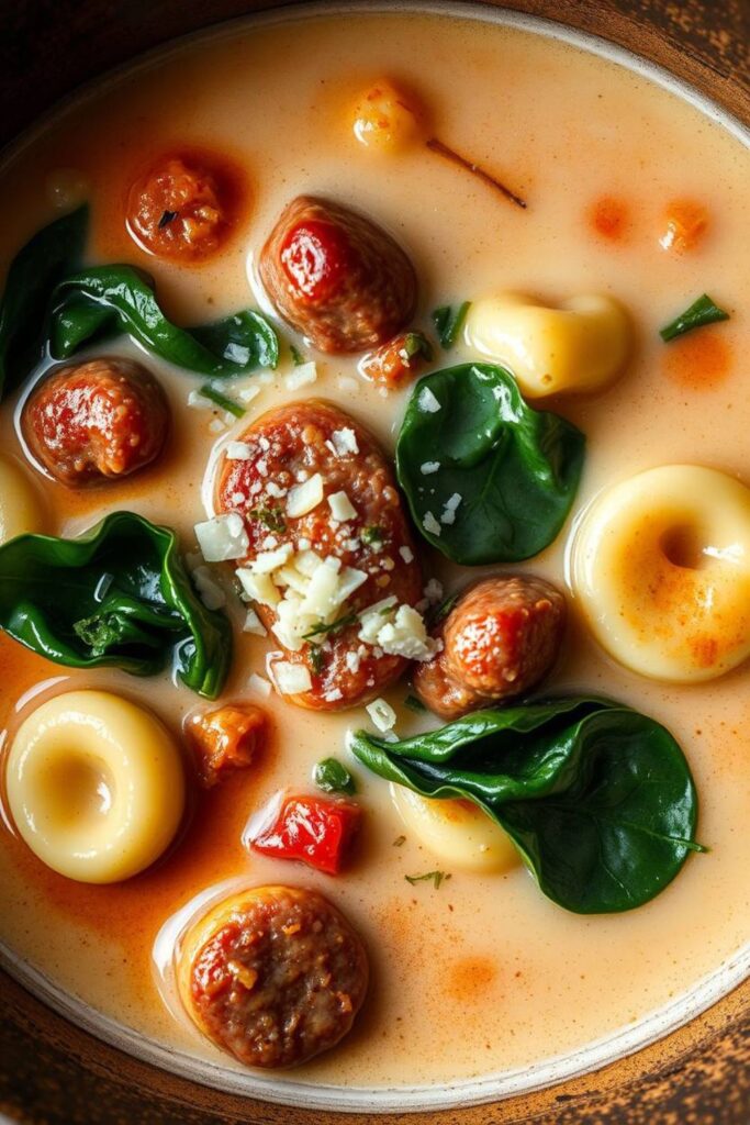 Spicy Sausage and Tortellini Soup