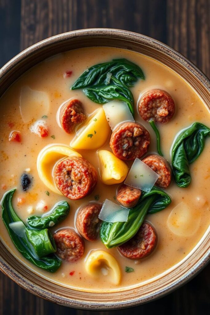 Spicy Sausage and Tortellini Soup