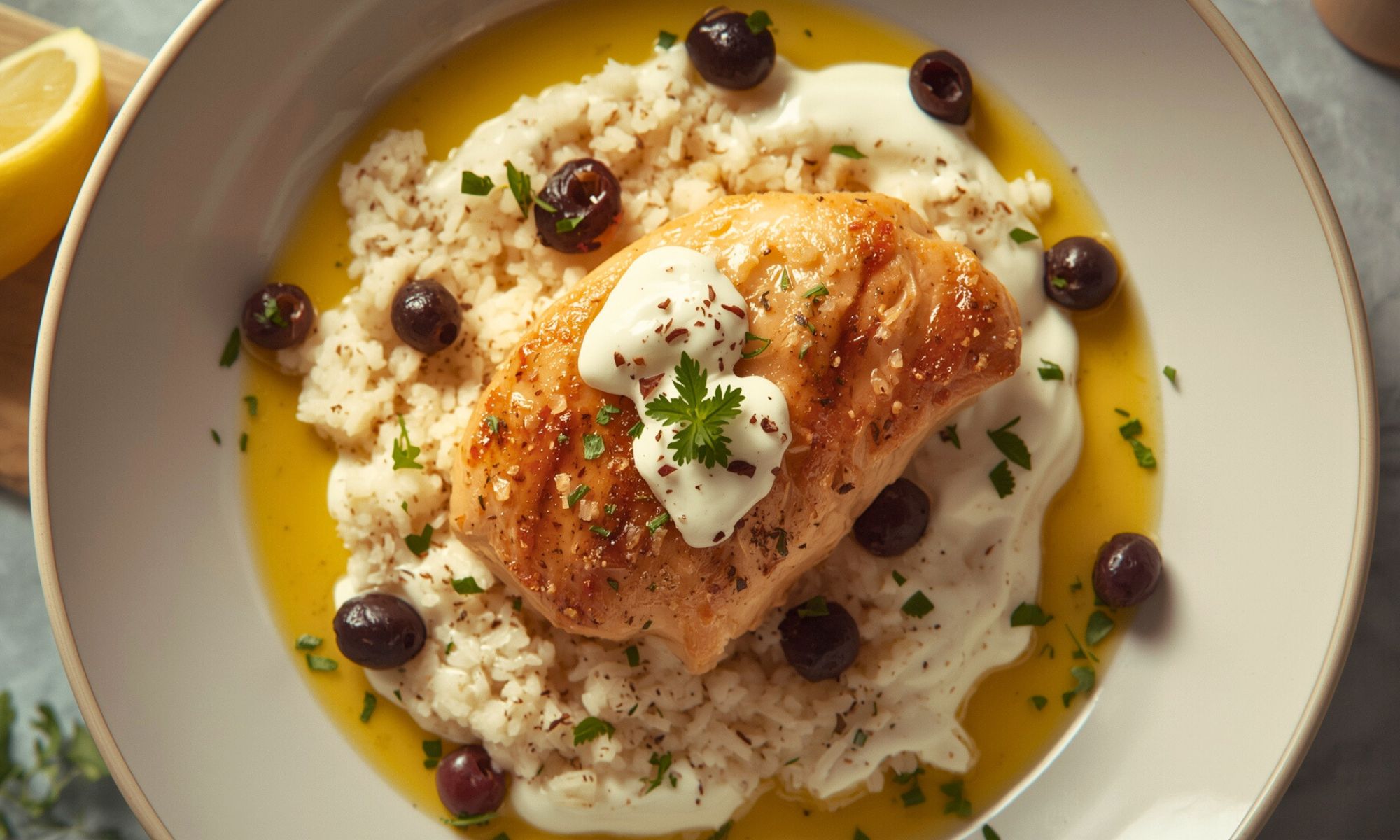Air Fryer Greek Lemon Chicken And Rice Bake