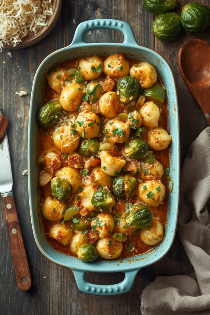 Baked Gnocchi with Sprouts and Leeks