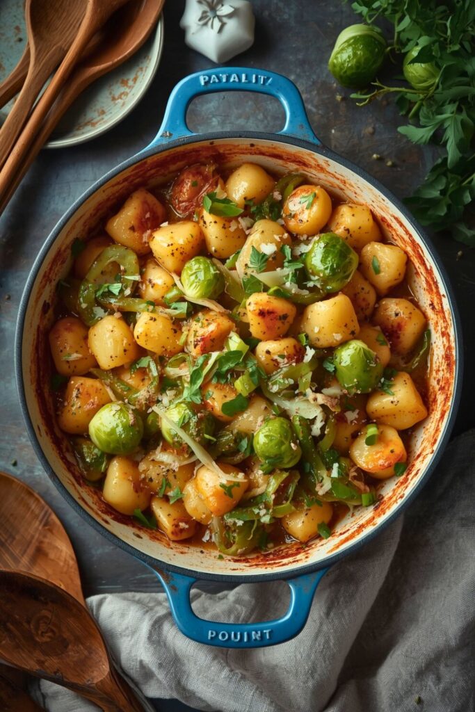 Baked Gnocchi with Sprouts and Leeks