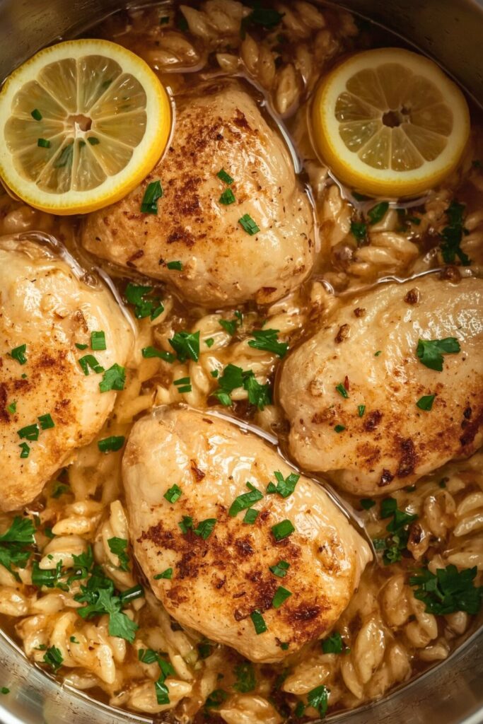 Chicken In A Pot With Lemon And Orzo