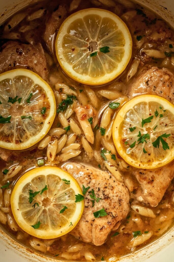 Chicken In A Pot With Lemon And Orzo