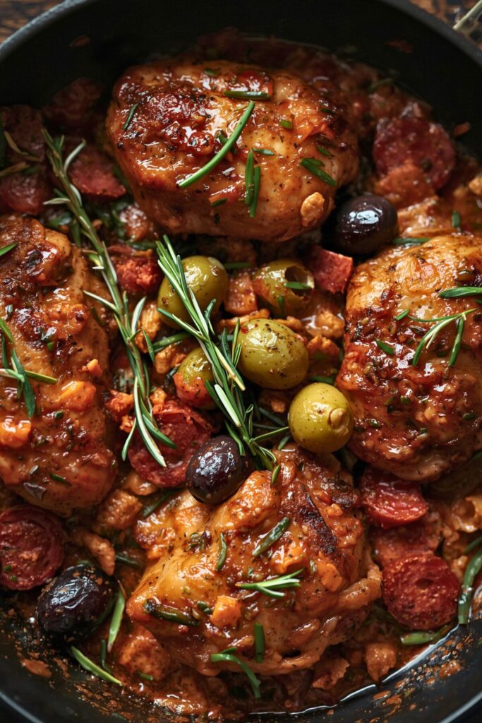 Chicken with Chorizo, Rosemary, and Olives