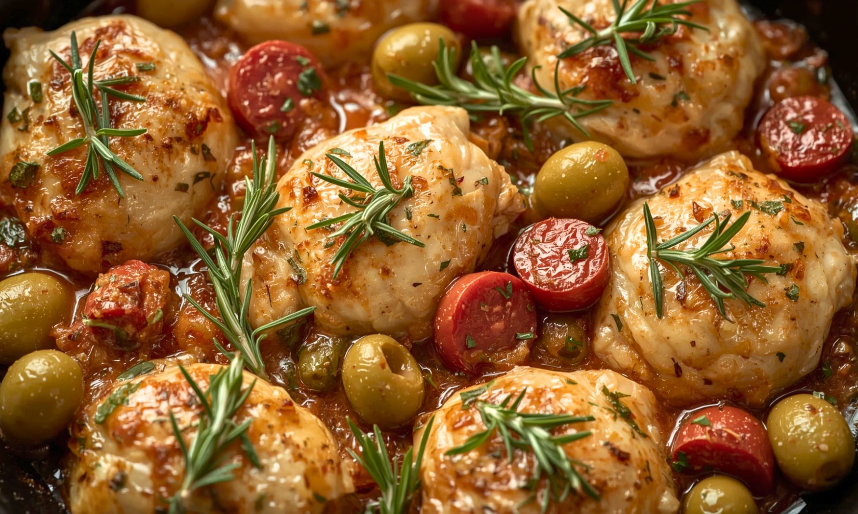 Chicken with Chorizo, Rosemary, and Olives