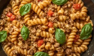 Creamy Garlic Beef Pasta