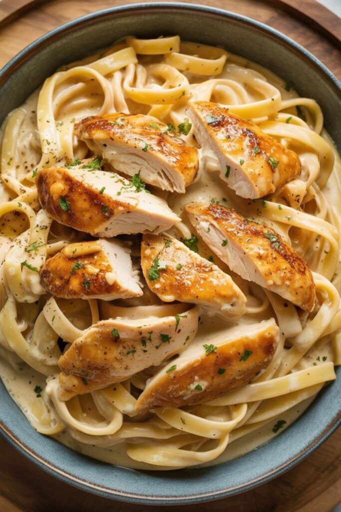 Garlic Butter Chicken Bites with Creamy Pasta