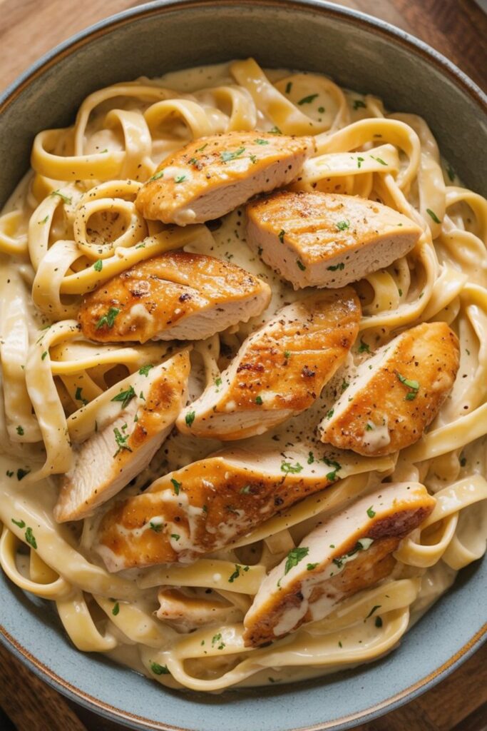 Garlic Butter Chicken Bites with Creamy Pasta