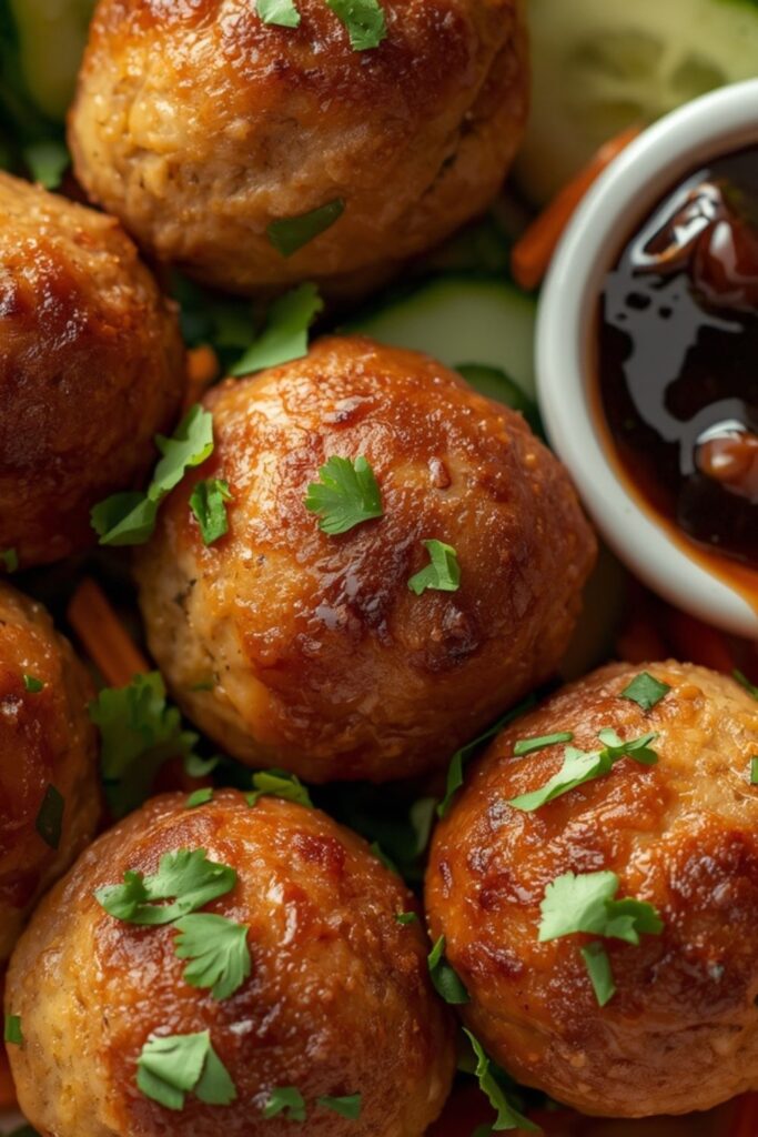 Gingery Salmon Meatballs With A Soy Glaze