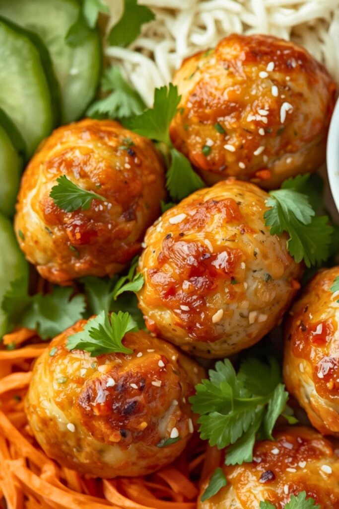 Gingery Salmon Meatballs With A Soy Glaze