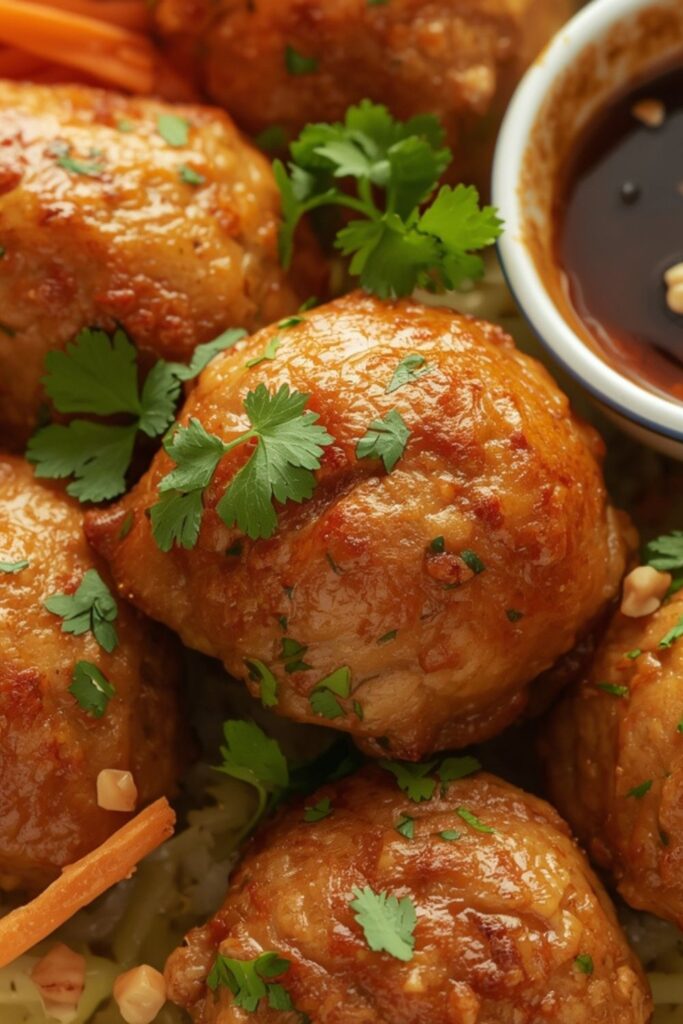 Gingery Salmon Meatballs With A Soy Glaze