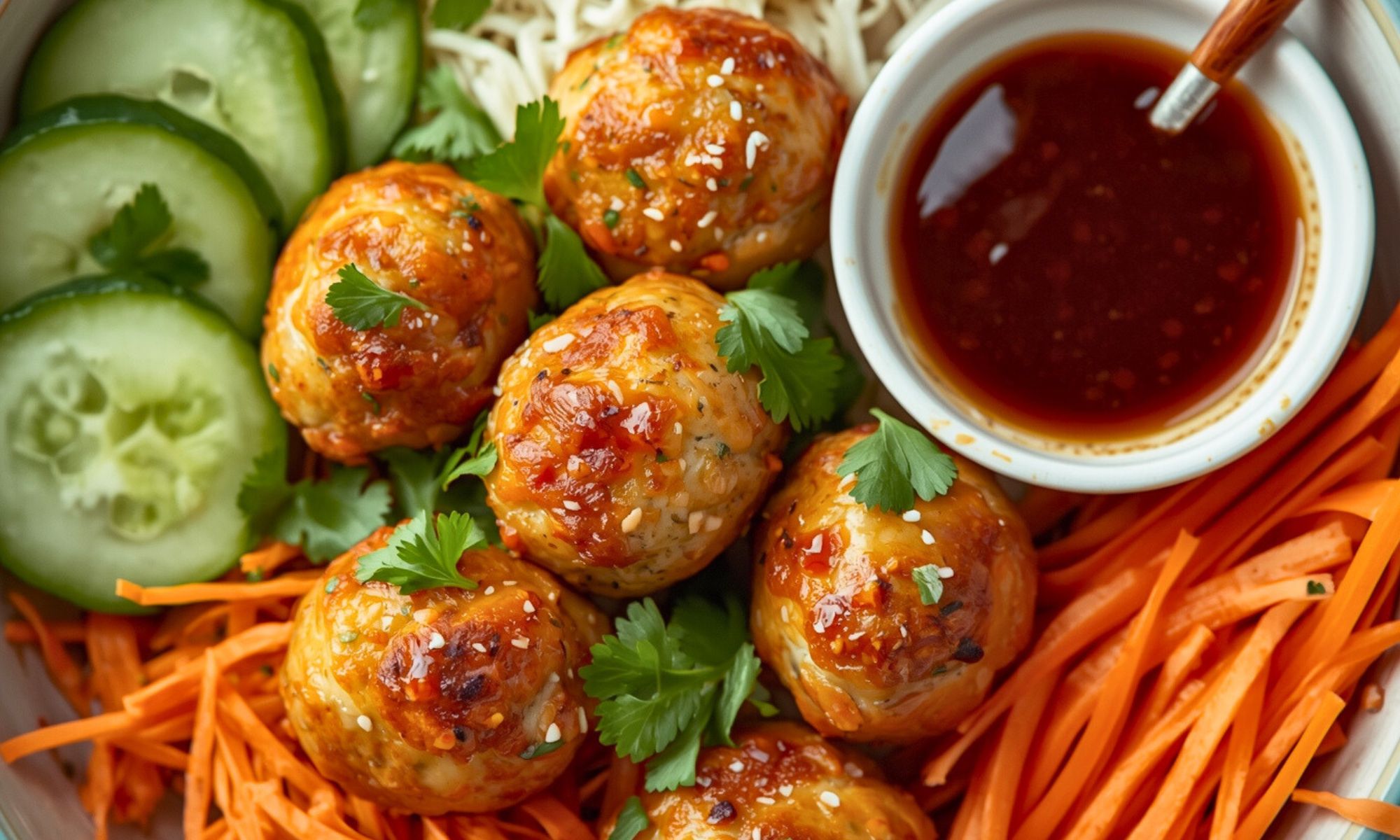 Gingery Salmon Meatballs With A Soy Glaze