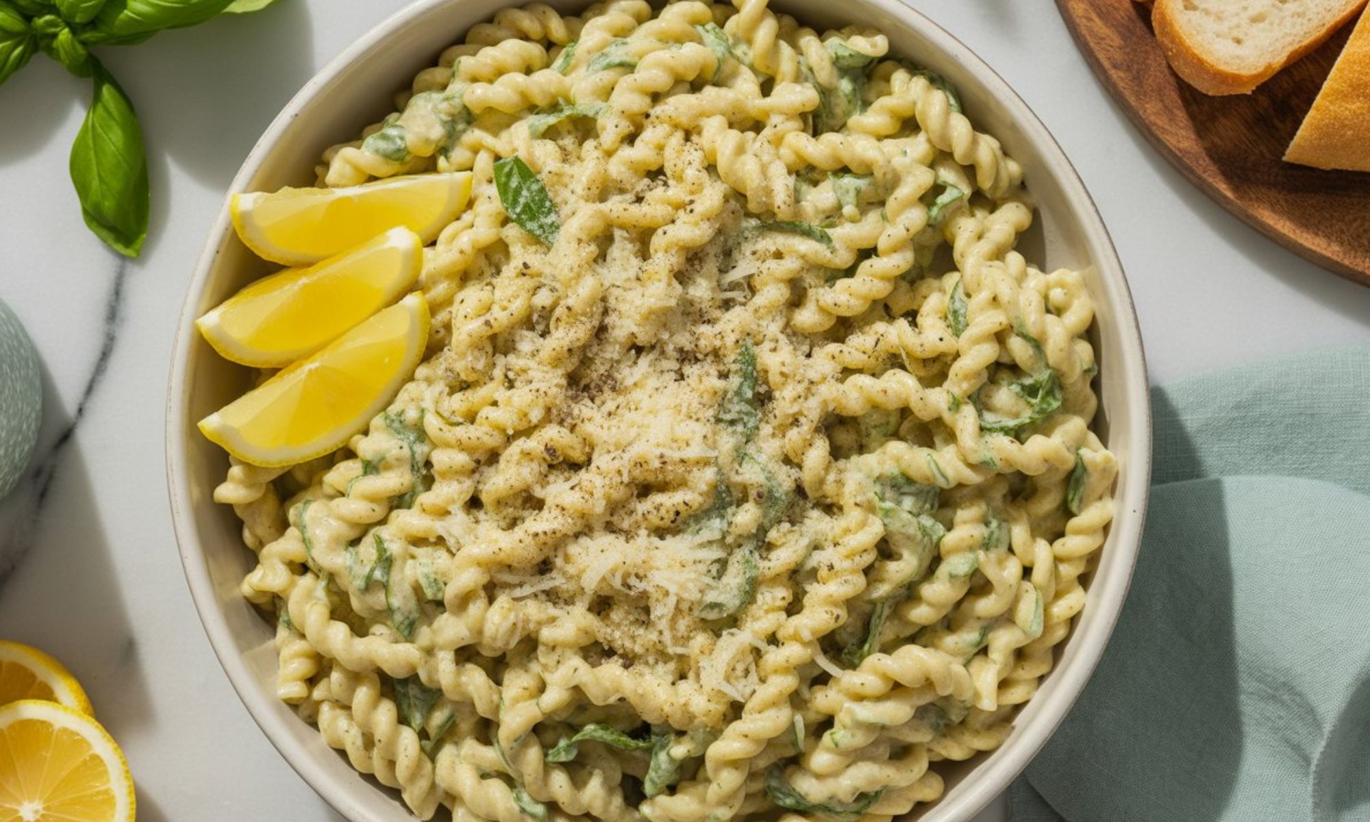 Lemon Basil Parmesan Pasta Salad