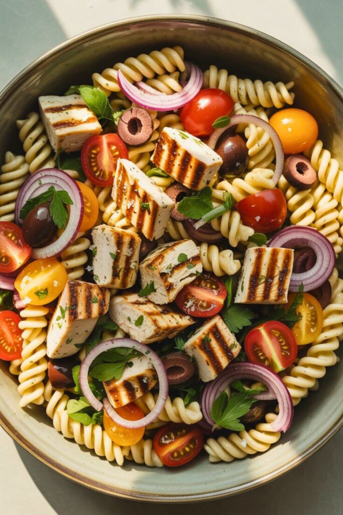 Delightful Mediterranean Chicken Pasta Salad