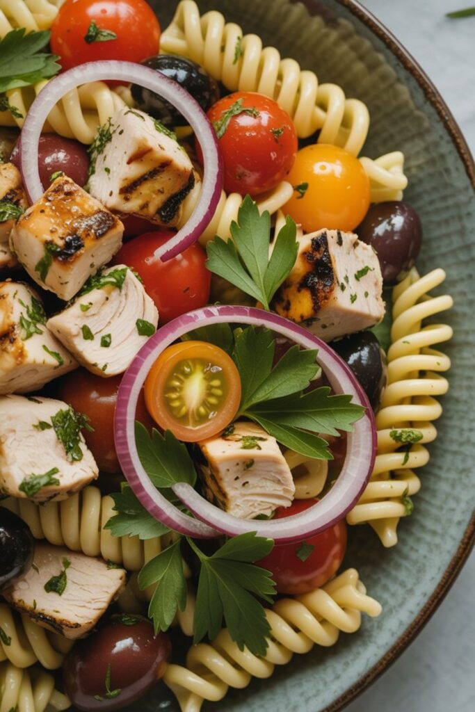 Mediterranean Chicken Pasta Salad