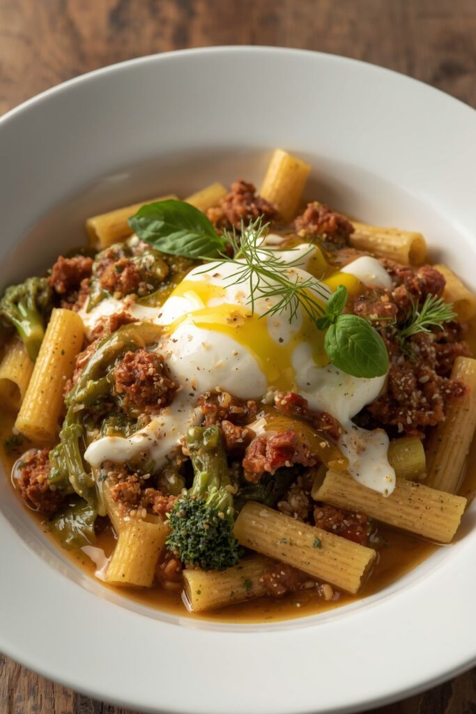 One Pot Lemony Pasta with Sausage, Broccoli