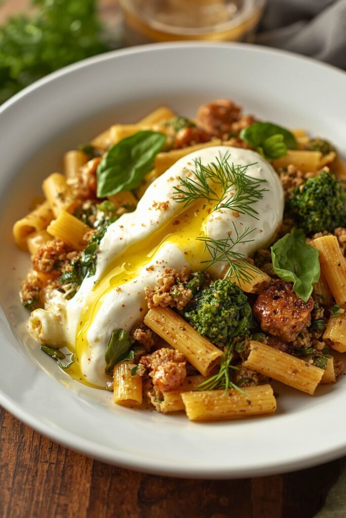 One Pot Lemony Pasta with Sausage, Broccoli