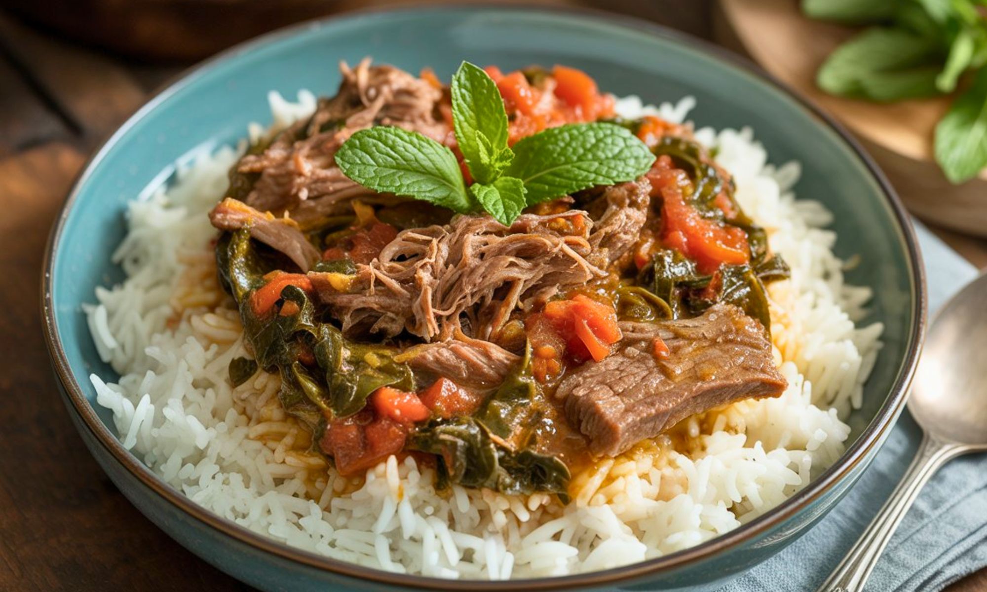 Persian Inspired Herb And Beef Stew With Rice
