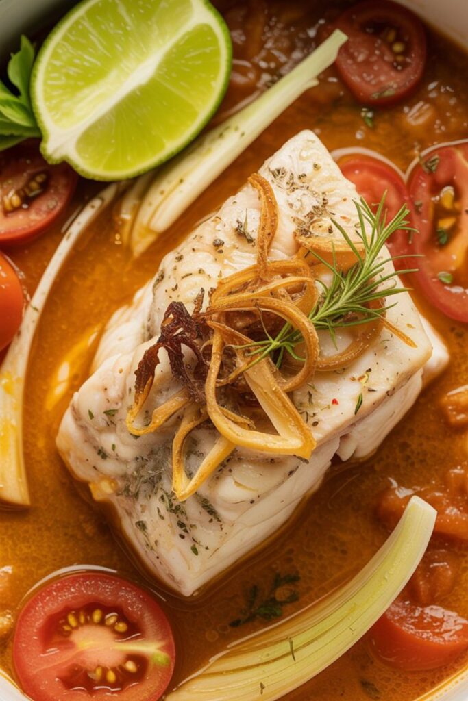 Poached Fish in a Buttery Tomato Fennel Broth