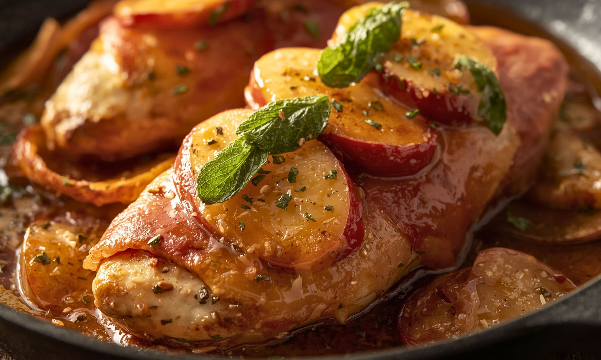Prosciutto Apple and Sage Butter Chicken with Cider Pan Sauce