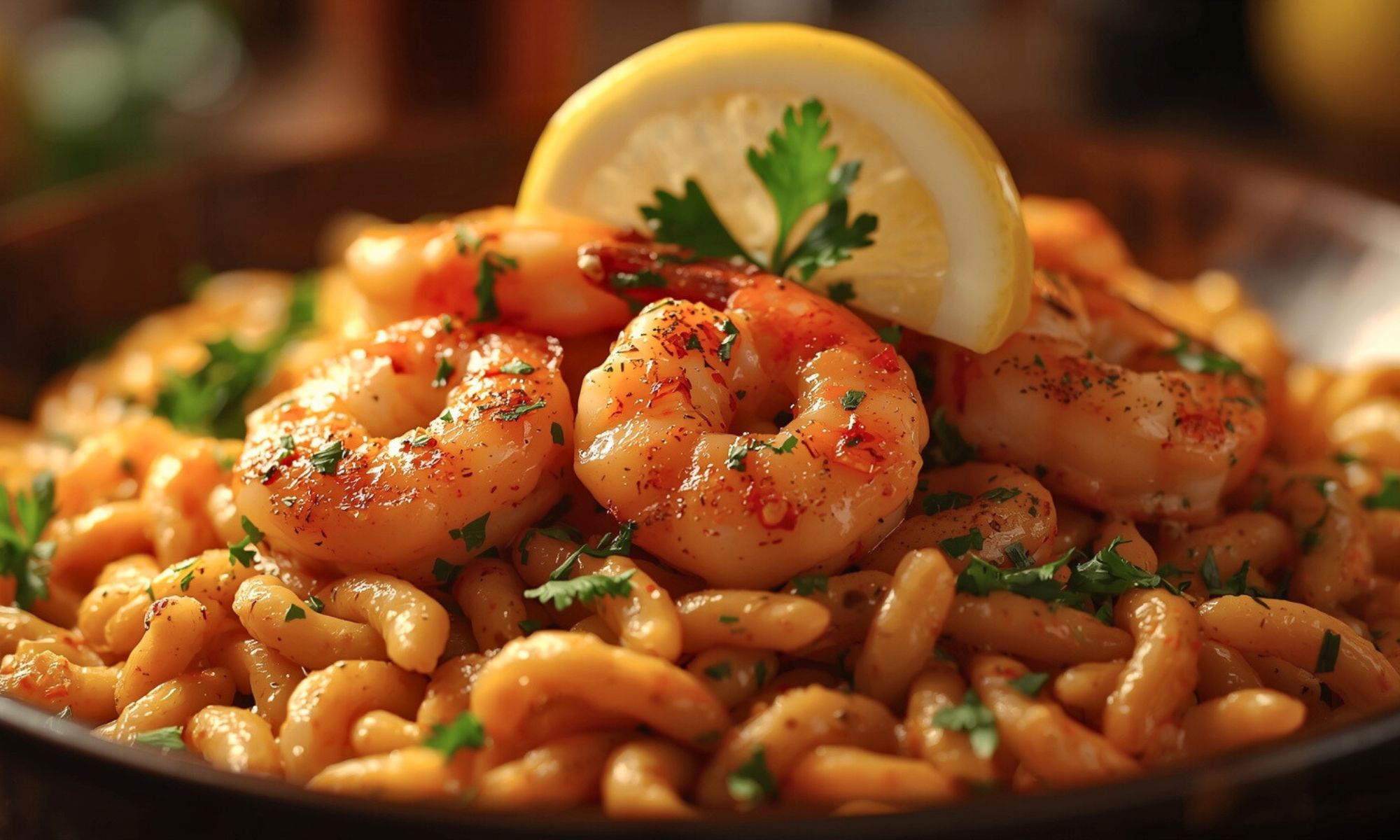 Spicy Southern Style Shrimp with Lemon Basil Orzo