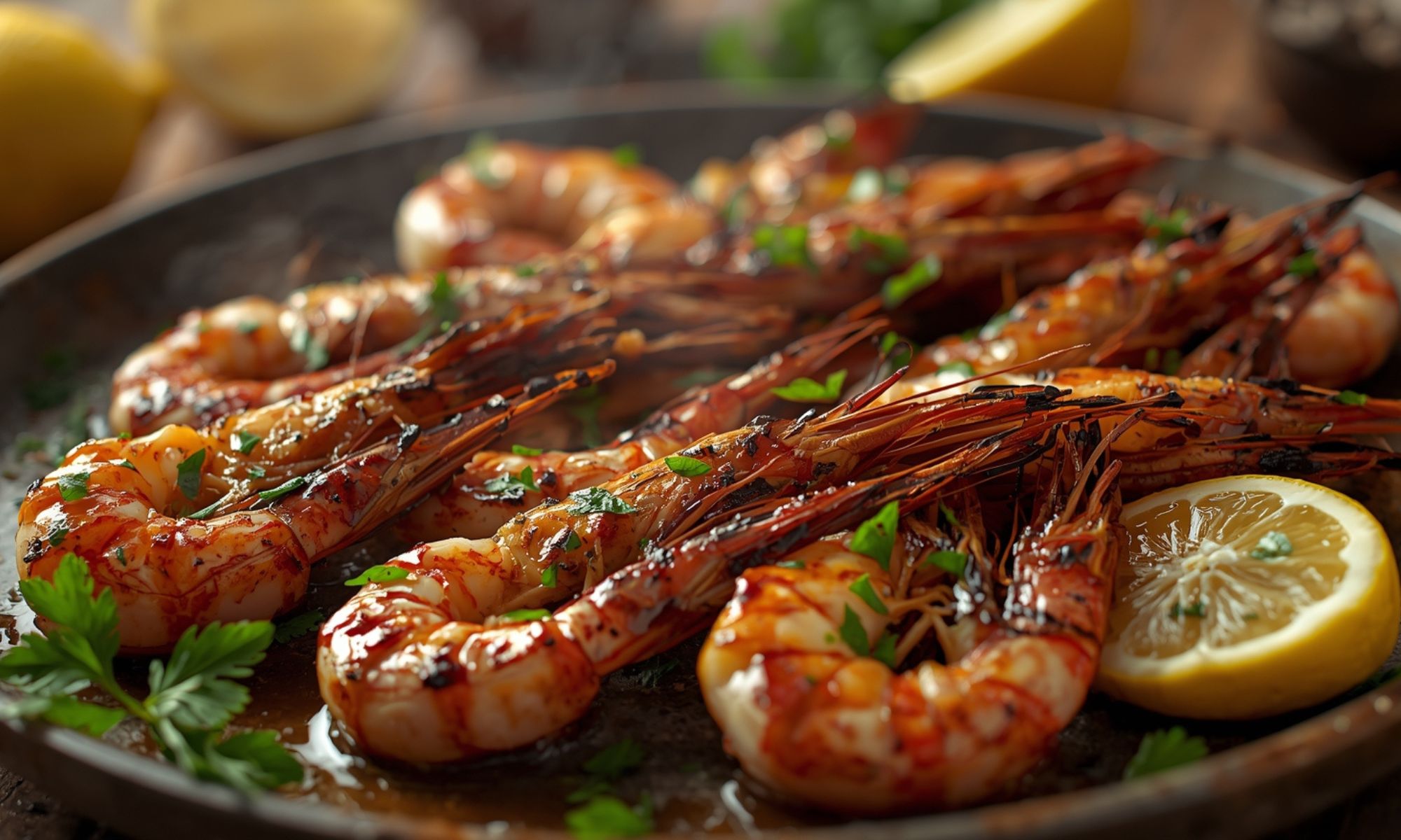 BBQ Grilled Prawns with Garlic Lemon