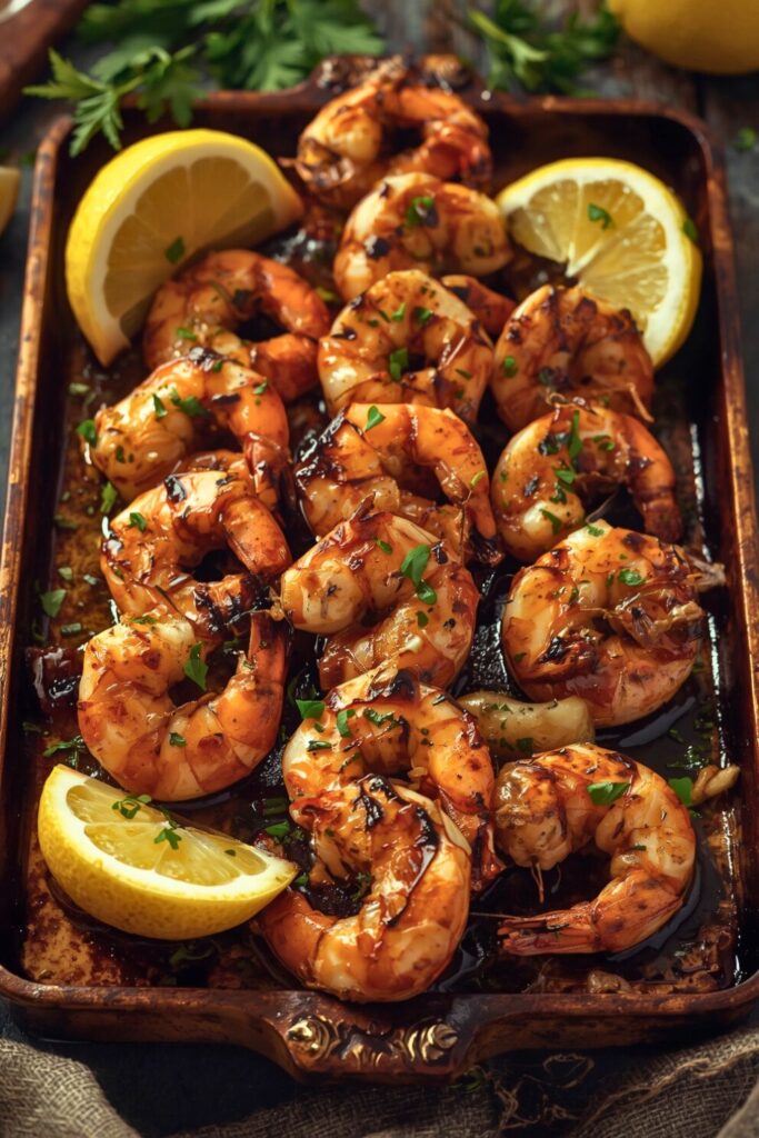 BBQ Grilled Prawns with Garlic Lemon