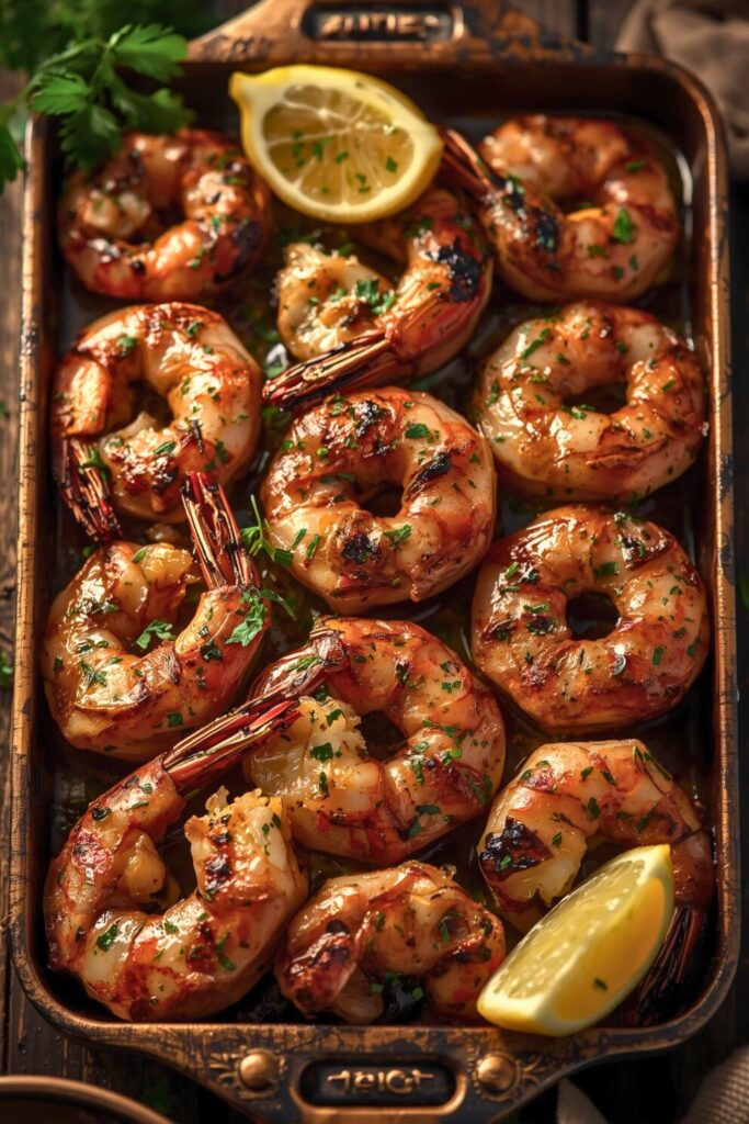 BBQ Grilled Prawns with Garlic Lemon