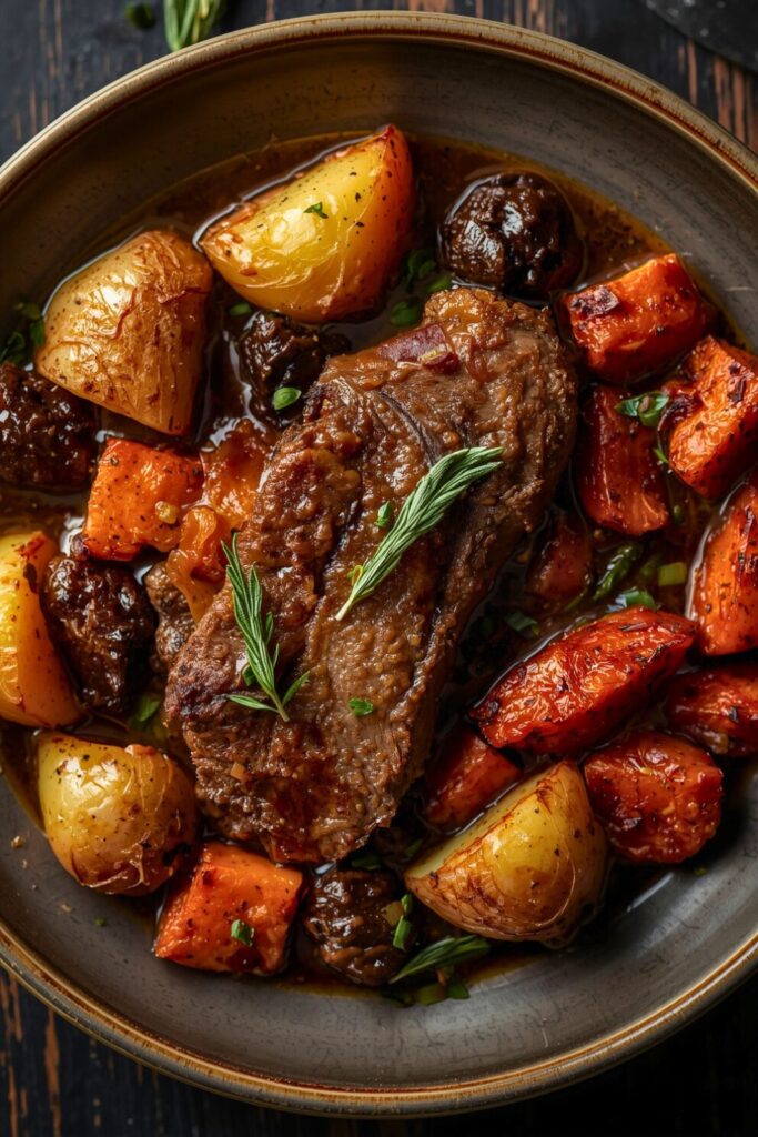 Cider Braised Pot Roast With Crispy Sage Potatoes