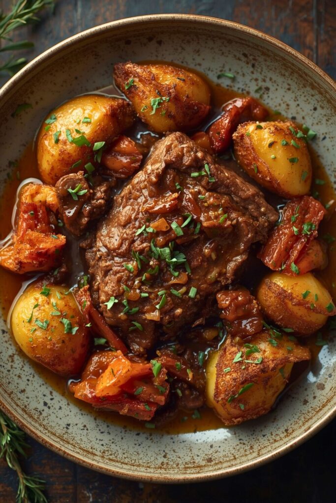 Cider Braised Pot Roast With Crispy Sage Potatoes