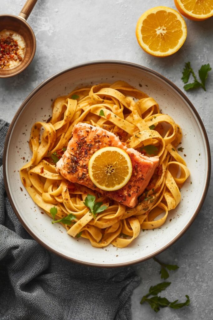 Citrus Scented Pappardelle with Slow Roasted Salmon