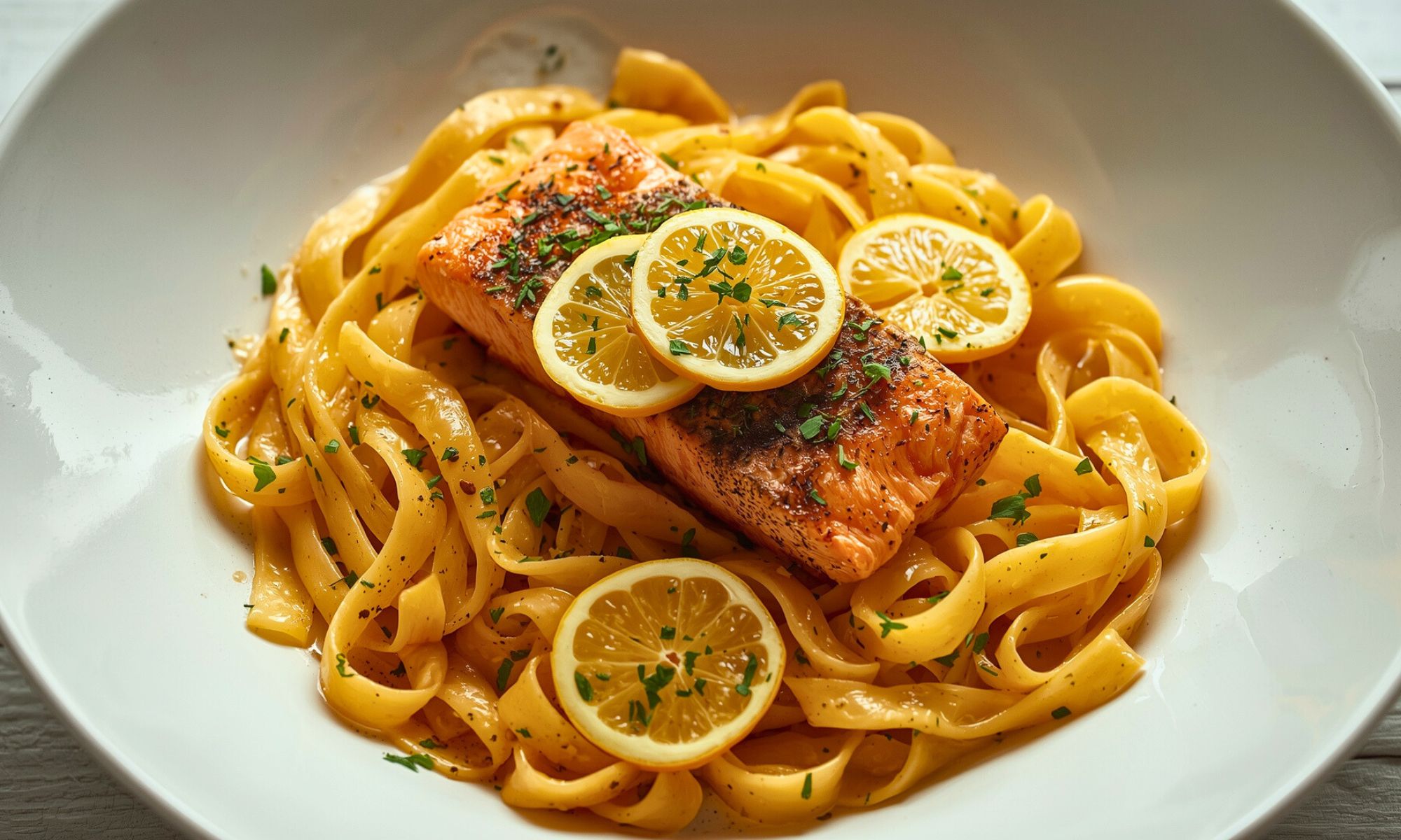 Citrus Scented Pappardelle with Slow Roasted Salmon