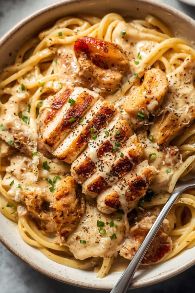 Creamy Alfredo Chicken Spaghetti