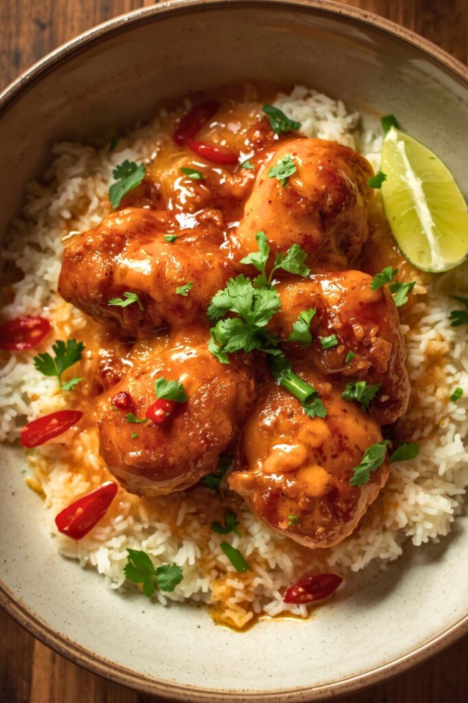 One Pot Sticky Coconut Rice Chicken