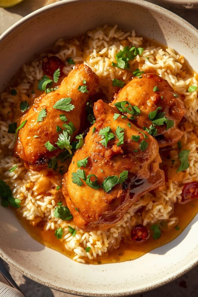 One Pot Sticky Coconut Rice Chicken
