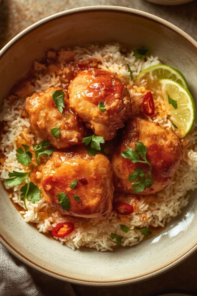 One Pot Sticky Coconut Rice Chicken
