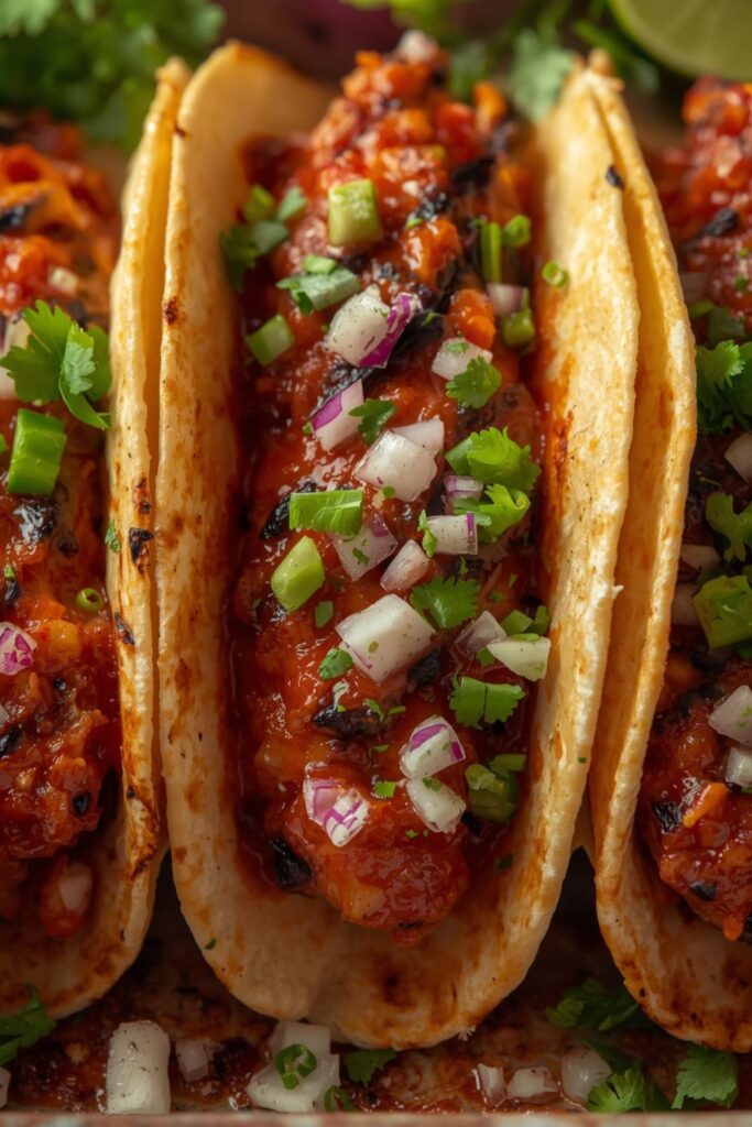 Red Chile Marinated Grilled Chicken Tacos