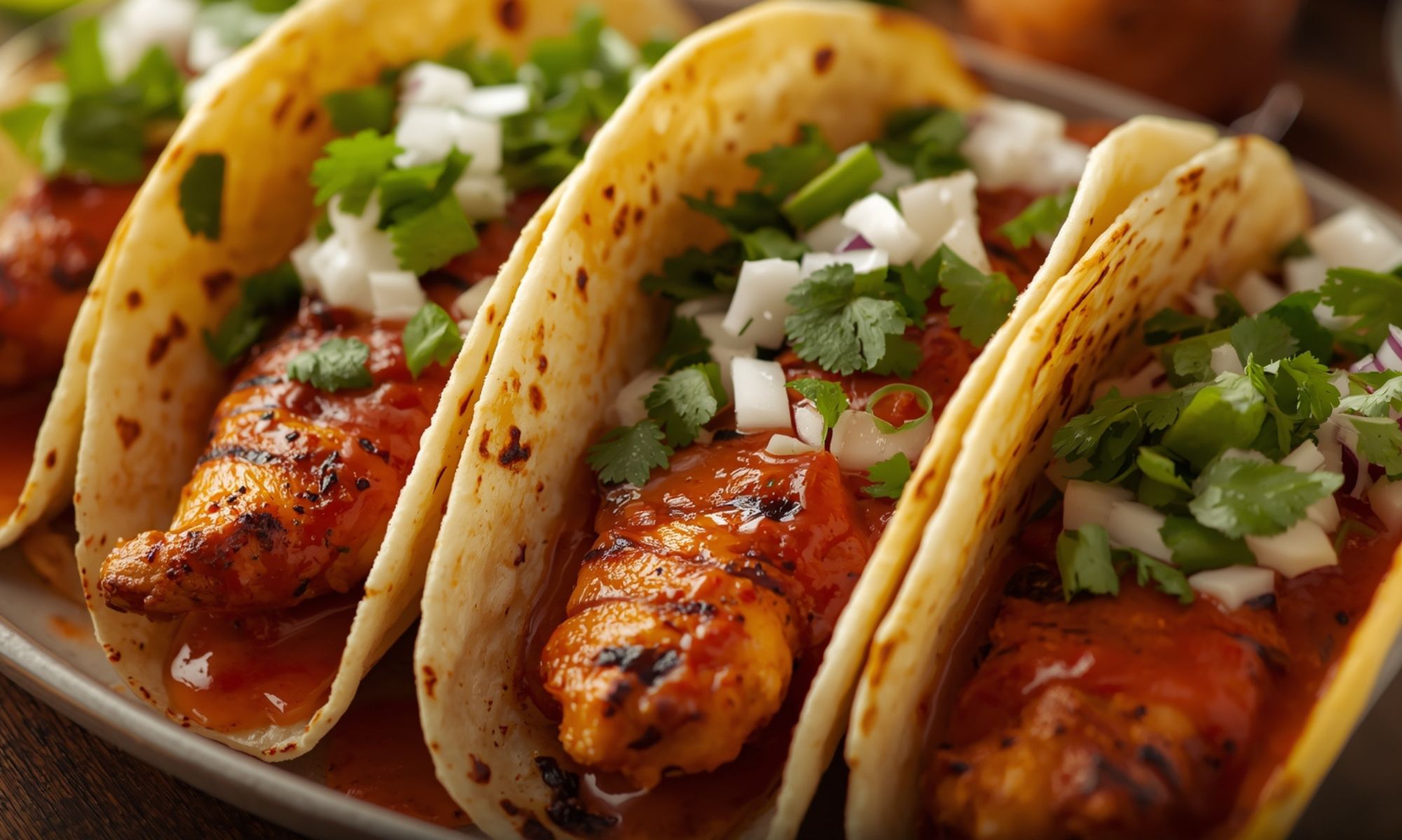 Red Chile Marinated Grilled Chicken Tacos